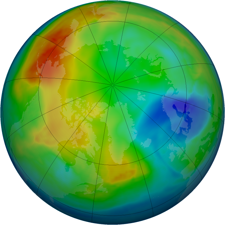 Arctic ozone map for 21 December 2007